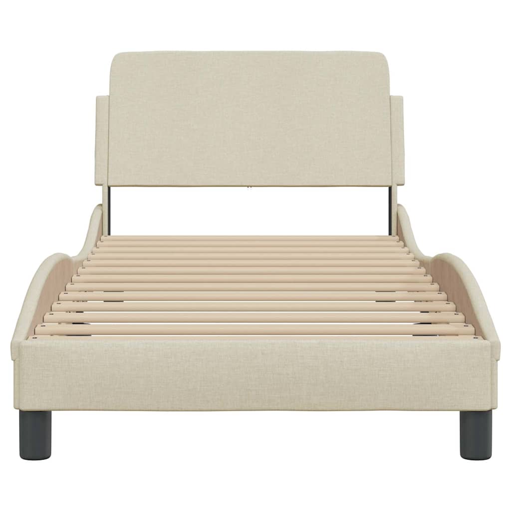 vidaXL Bedframe met hoofdeinde "Dover" 90x200 cm stof crème, foto 4
