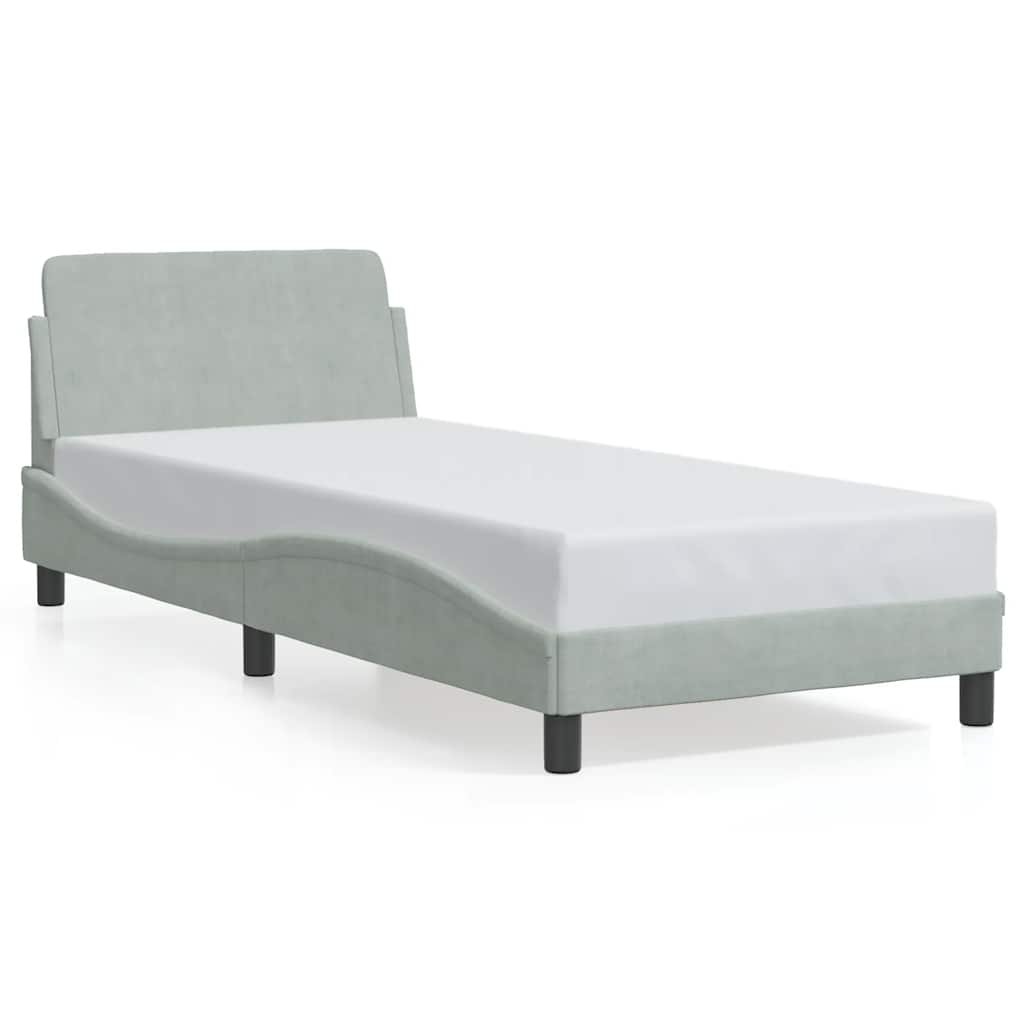 vidaXL Cadru de pat, Dover, gri deschis, 90x200 cm, catifea