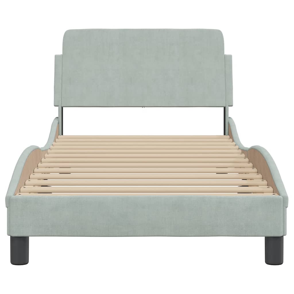 vidaXL Bedframe "Dover" 90x200 cm fluweel lichtgrijs grijs, foto 4