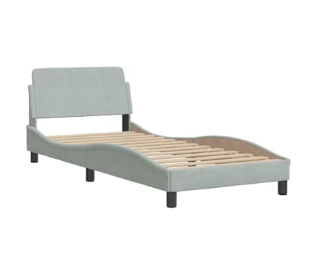 vidaXL Estrutura de cama Dover 90x200 cm veludo cinzento-claro