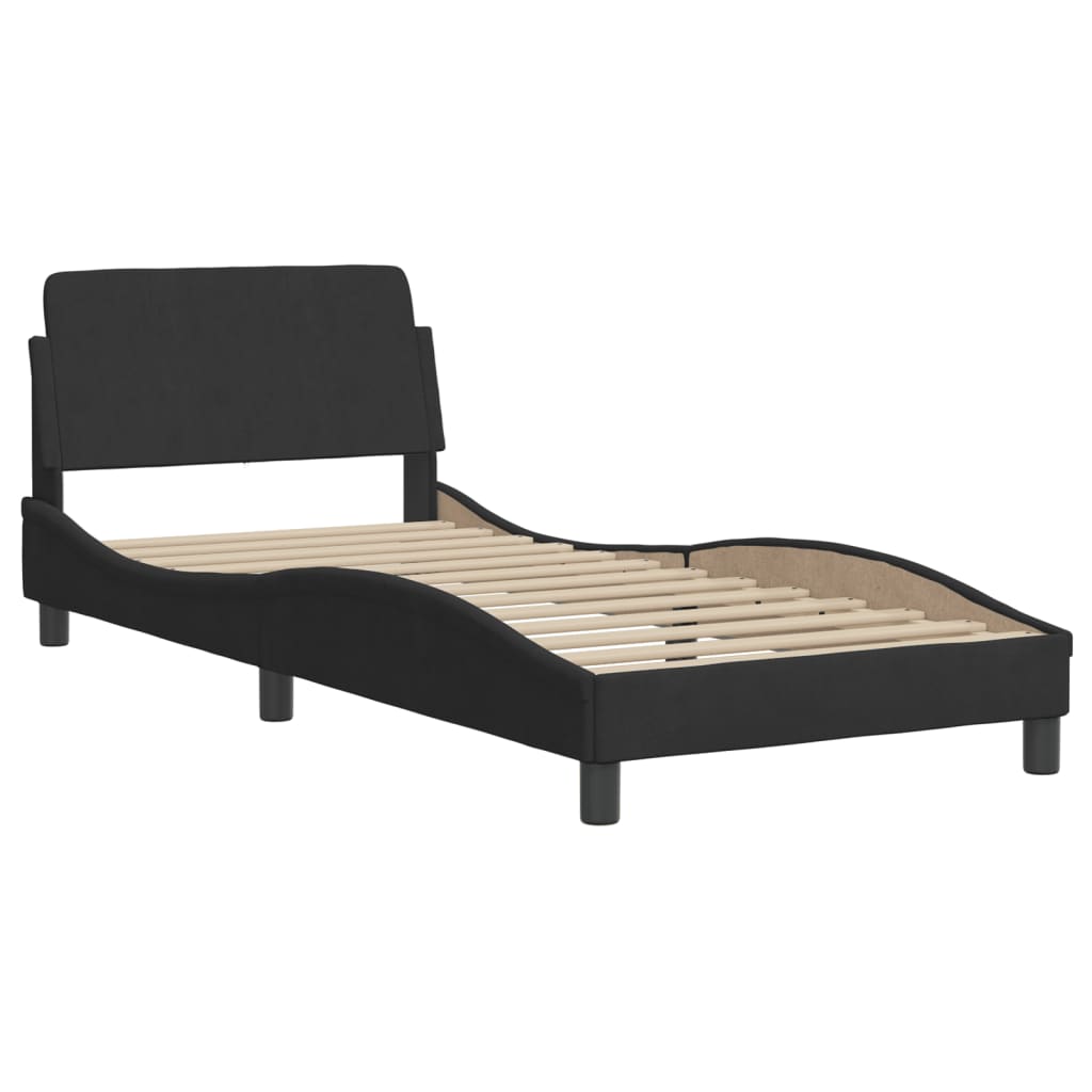 vidaXL Bedframe met hoofdeinde zonder matras 90x200 cm fluweel zwart afbeelding