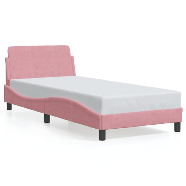 vidaXL voodiraam peatsiga Dover Roosa 90x200 cm samet