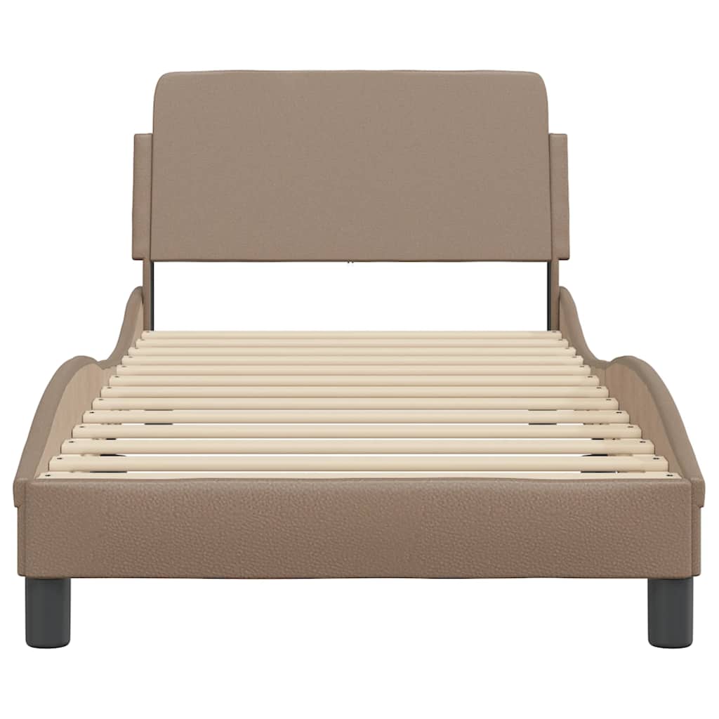 vidaXL Bedframe "Dover" kunstleer cappuccinokleurig 90x200 cm bruin, foto 4
