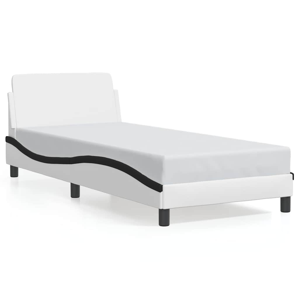 vidaXL Bedframe "Dover" kunstleer wit en zwart 90x200 cm, foto 3