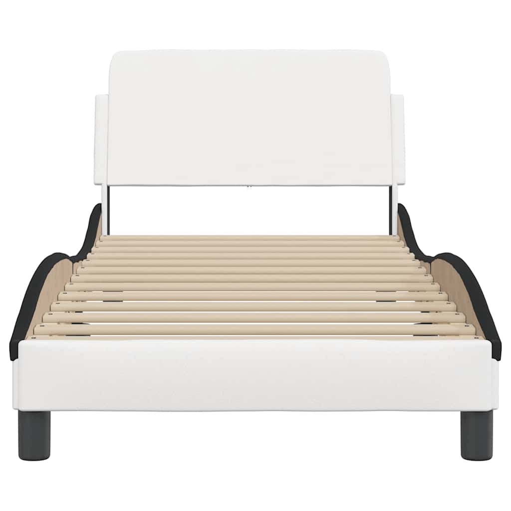 vidaXL Bedframe "Dover" kunstleer wit en zwart 90x200 cm, foto 4