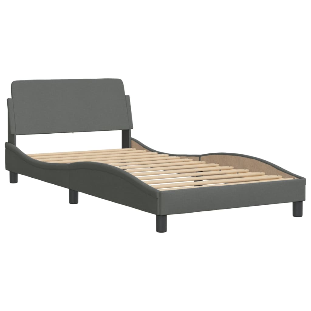 vidaXL Bedframe zonder matras 100x200 cm stof donkergrijs afbeelding