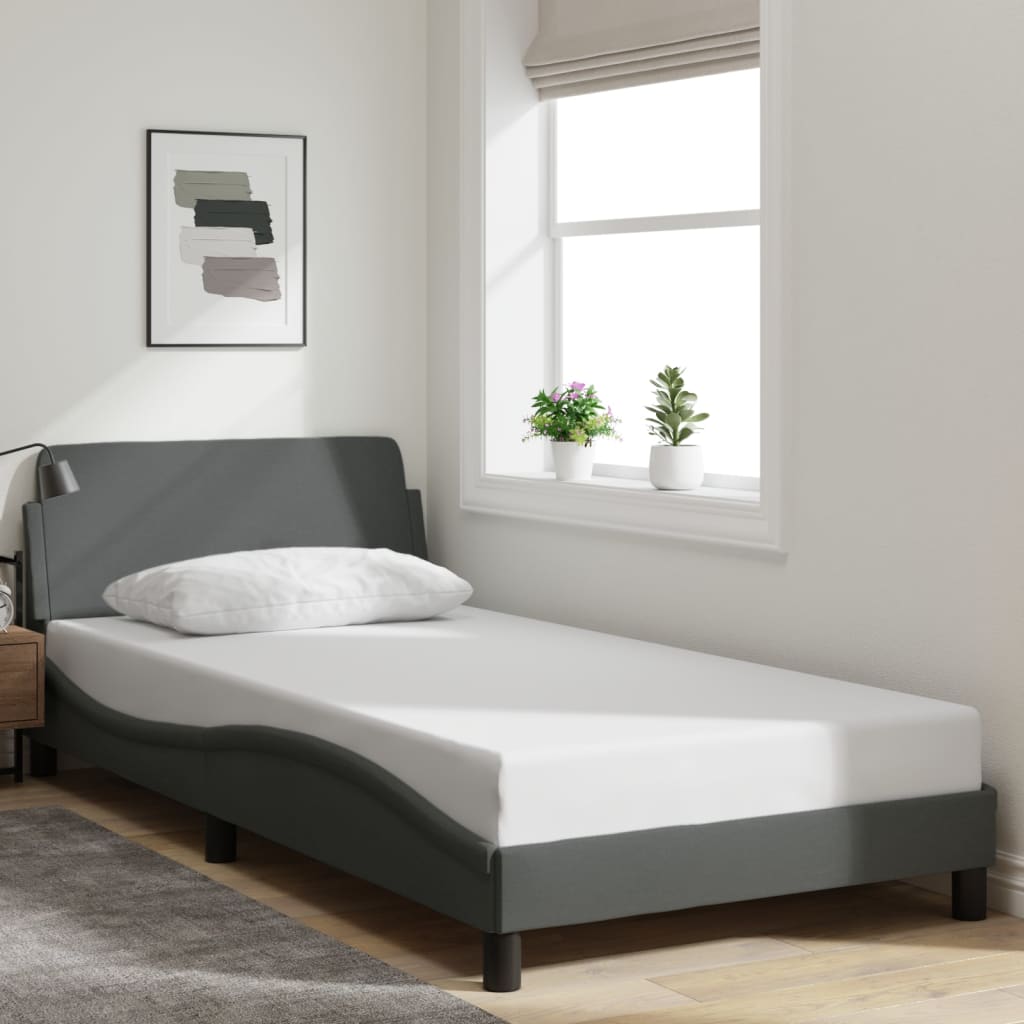 vidaXL Cadru de pat, Dover, gri închis, 100x200 cm, textil