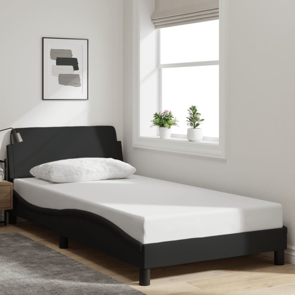 vidaXL Cadru de pat, Dover, negru, 100x200 cm, textil