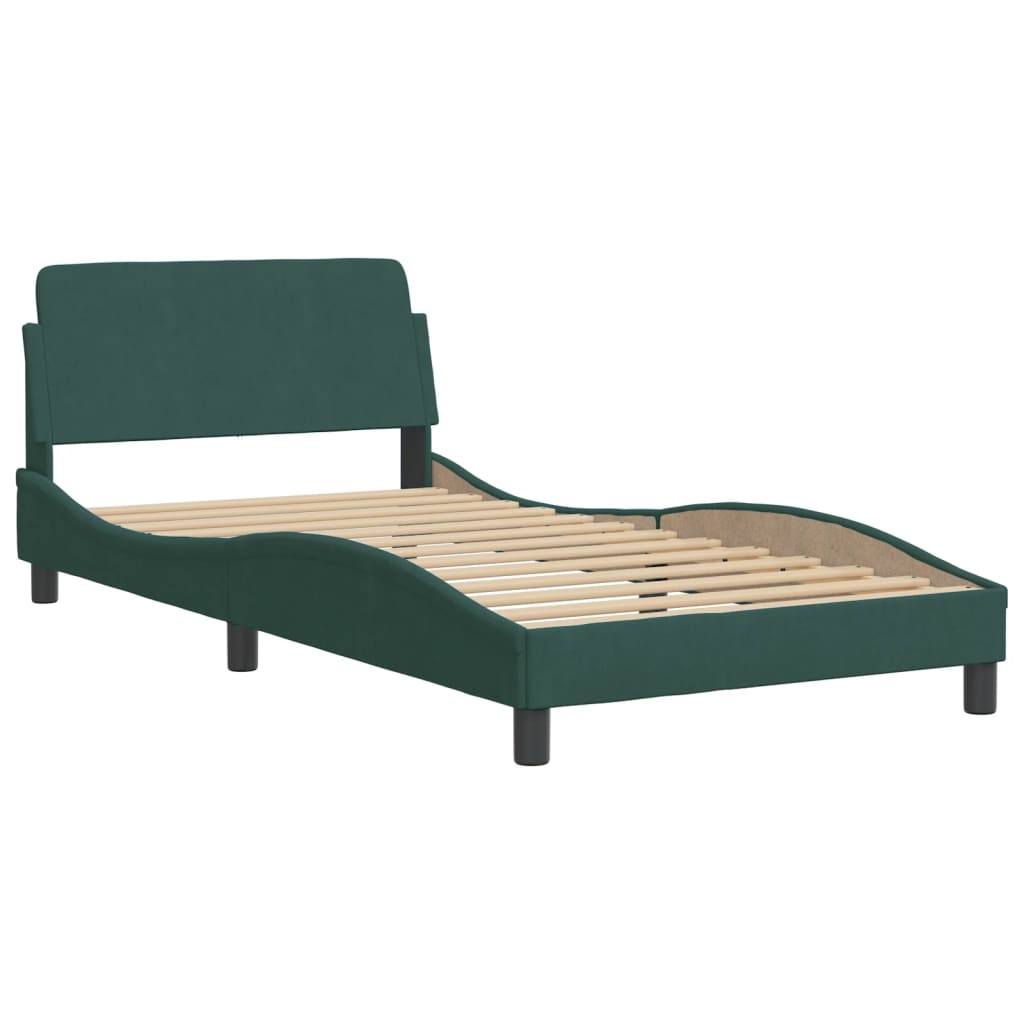 vidaXL Bedframe zonder matras 100x200 cm fluweel donkergroen afbeelding