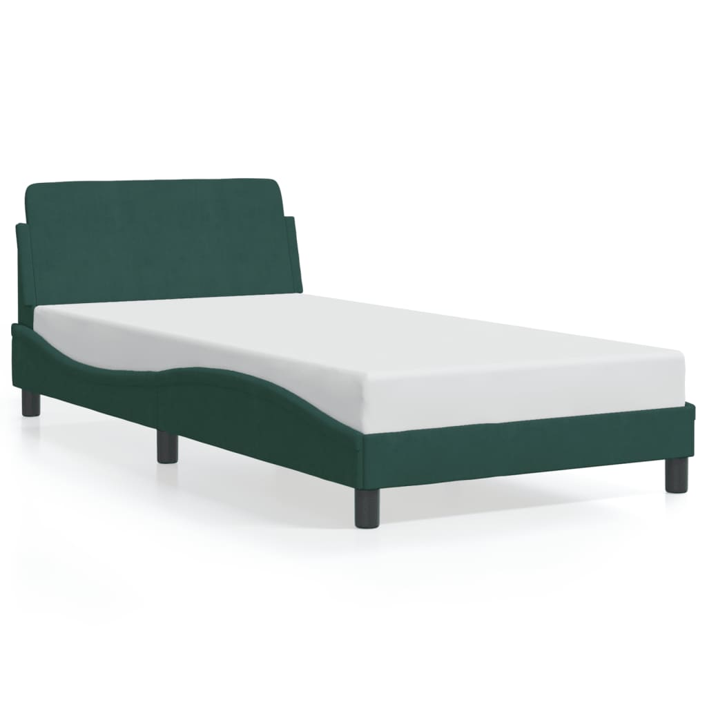 vidaXL Cadru de pat cu tăblie, verde închis, 100x200 cm, catifea