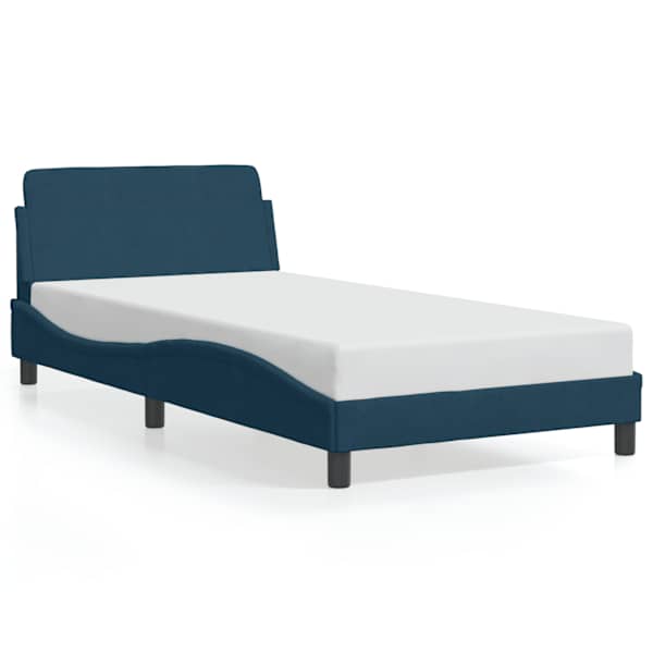 vidaXL voodiraam peatsiga Dover, sinine, 100x200 cm, samet