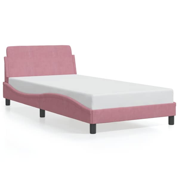 vidaXL voodiraam peatsiga Dover Roosa 100x200 cm samet
