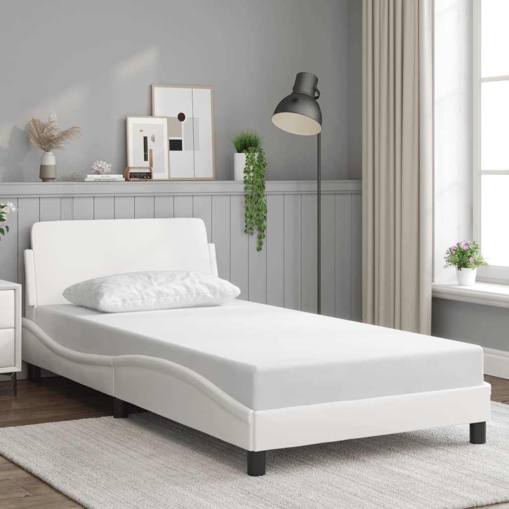 vidaXL Cadru de pat, Dover, alb, 100x200 cm, piele ecologică