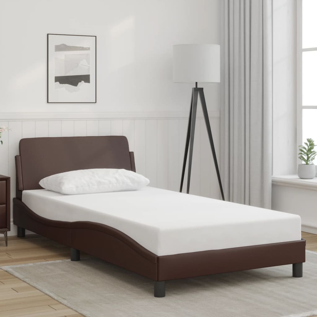 vidaXL Cadru de pat, Dover, maro, 100x200 cm, piele ecologică