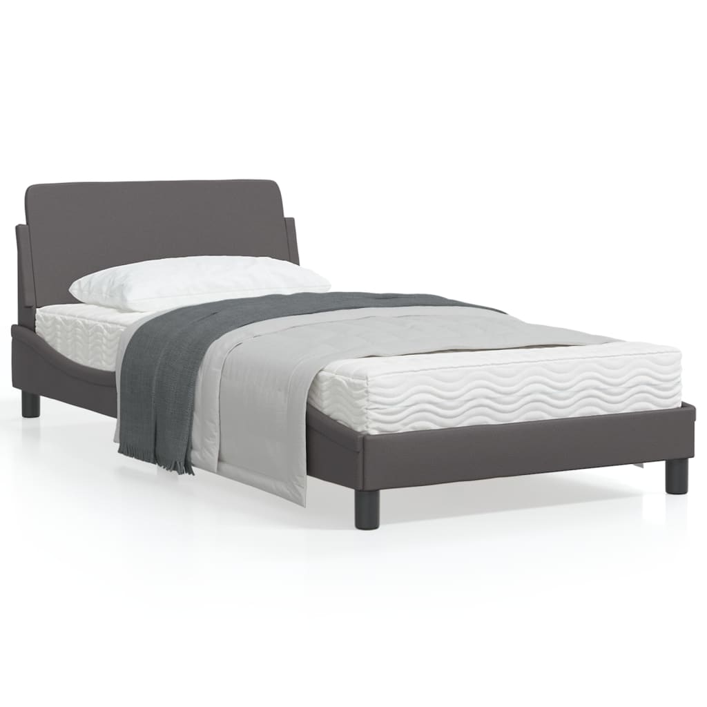 vidaXL Cadru de pat cu tăblie, gri, 100x200 cm, piele ecologică