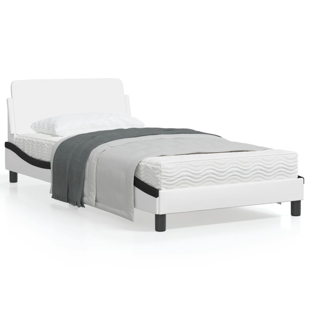 Rám postele s čelem bílý a černý 100 x 200 cm umělá kůže