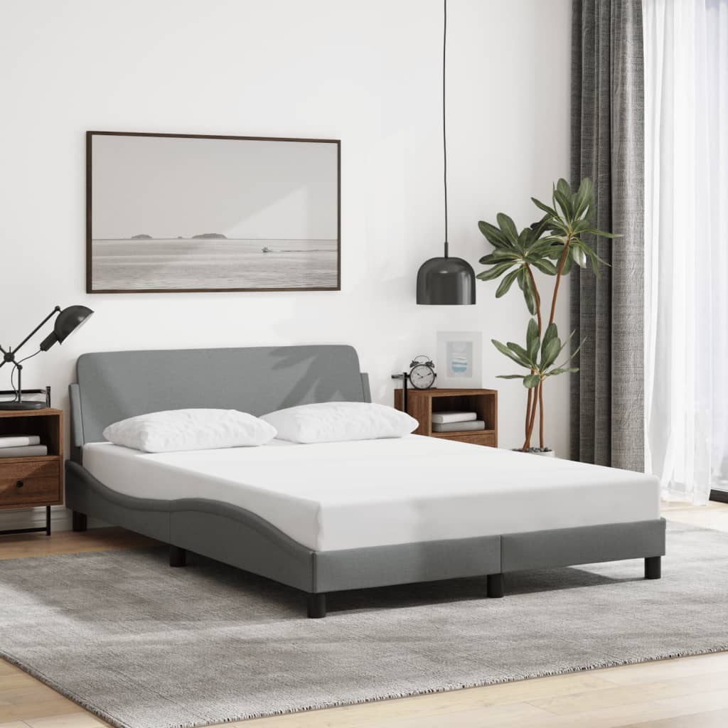 vidaXL Cadru de pat, Dover, gri deschis, 120x200 cm, textil