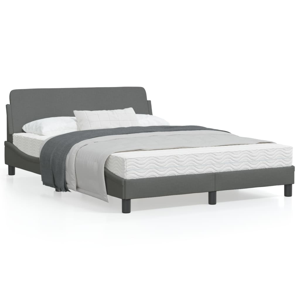 vidaXL Cadru de pat cu tăblie, gri închis, 120x200 cm, textil