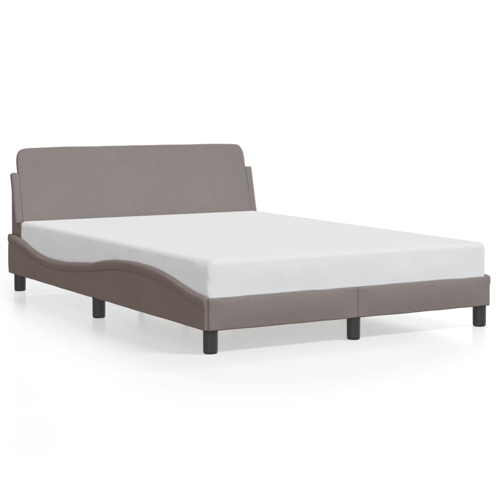 vidaXL Cadru de pat cu tăblie, gri taupe, 120x200 cm, textil