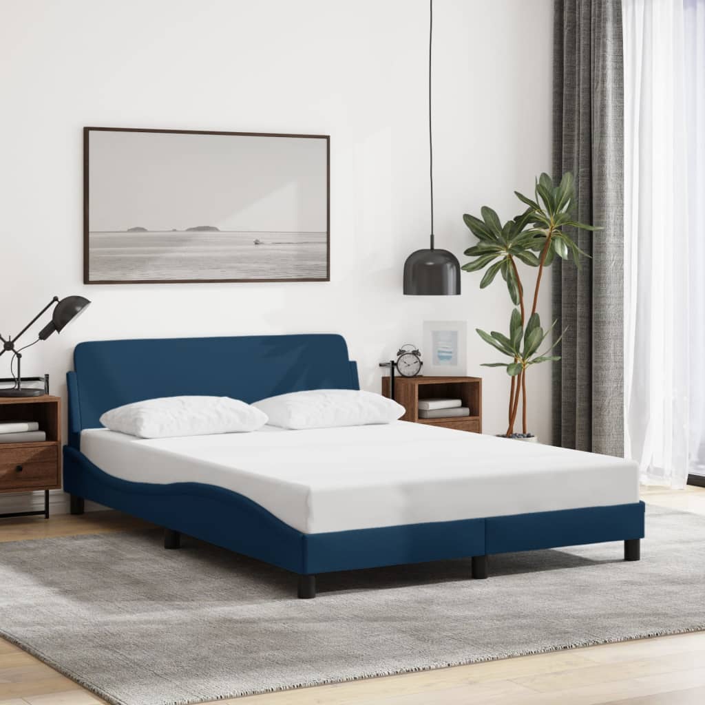 vidaXL Cadru de pat cu tăblie, Dover, albastru, 120x200cm, textil