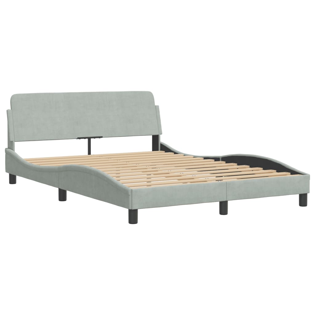vidaXL Bedframe zonder matras 120x200 cm fluweel lichtgrijs afbeelding