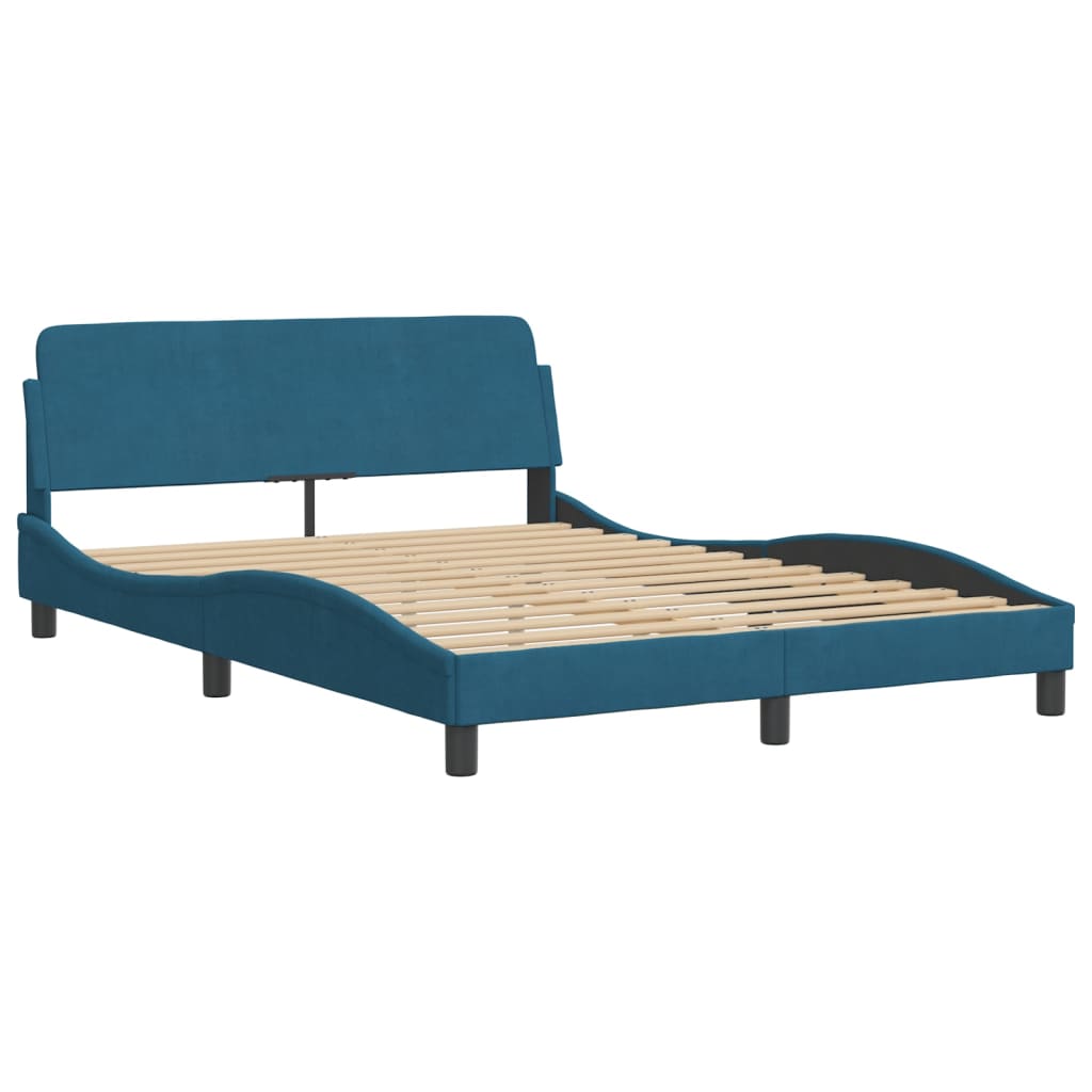 vidaXL Bedframe met hoofdeinde fluweel blauw 120x200 cm afbeelding