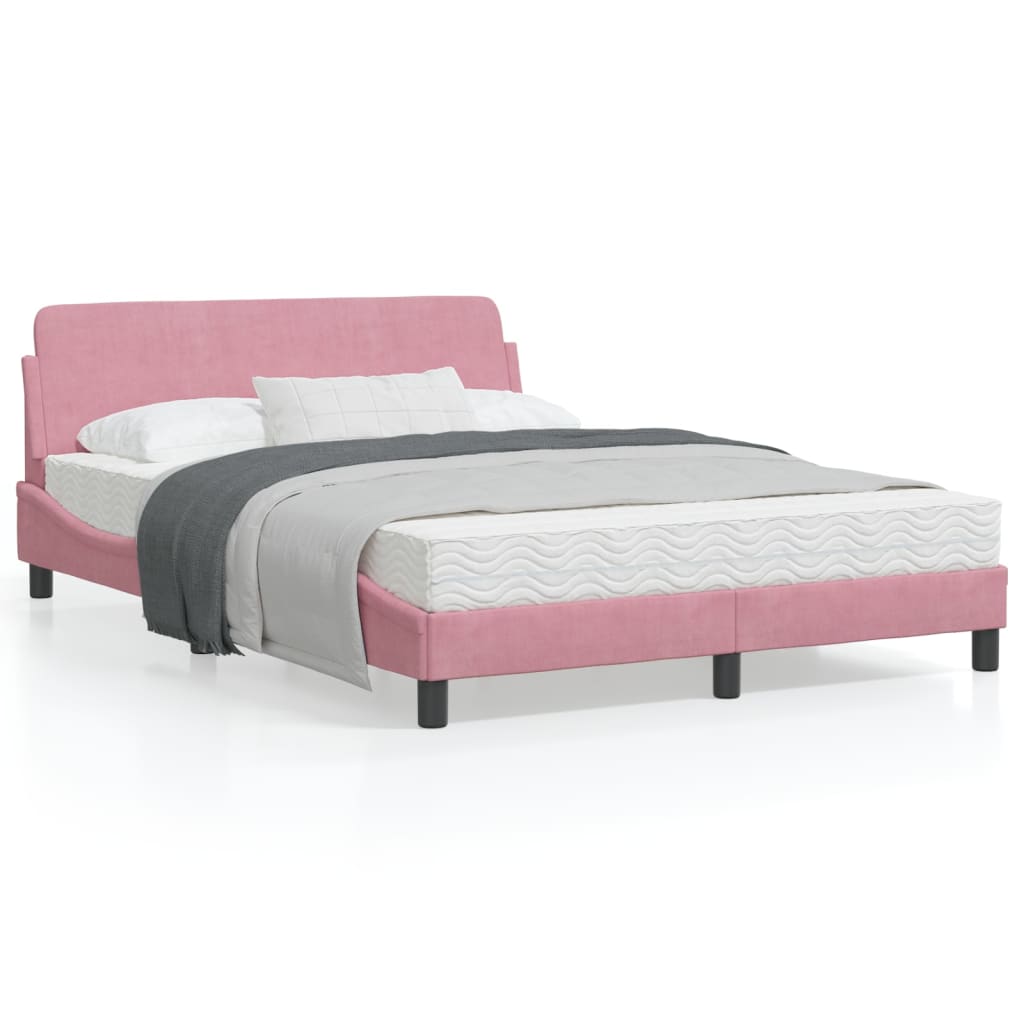 Rám postele s čelem růžový 120 x 200 cm samet