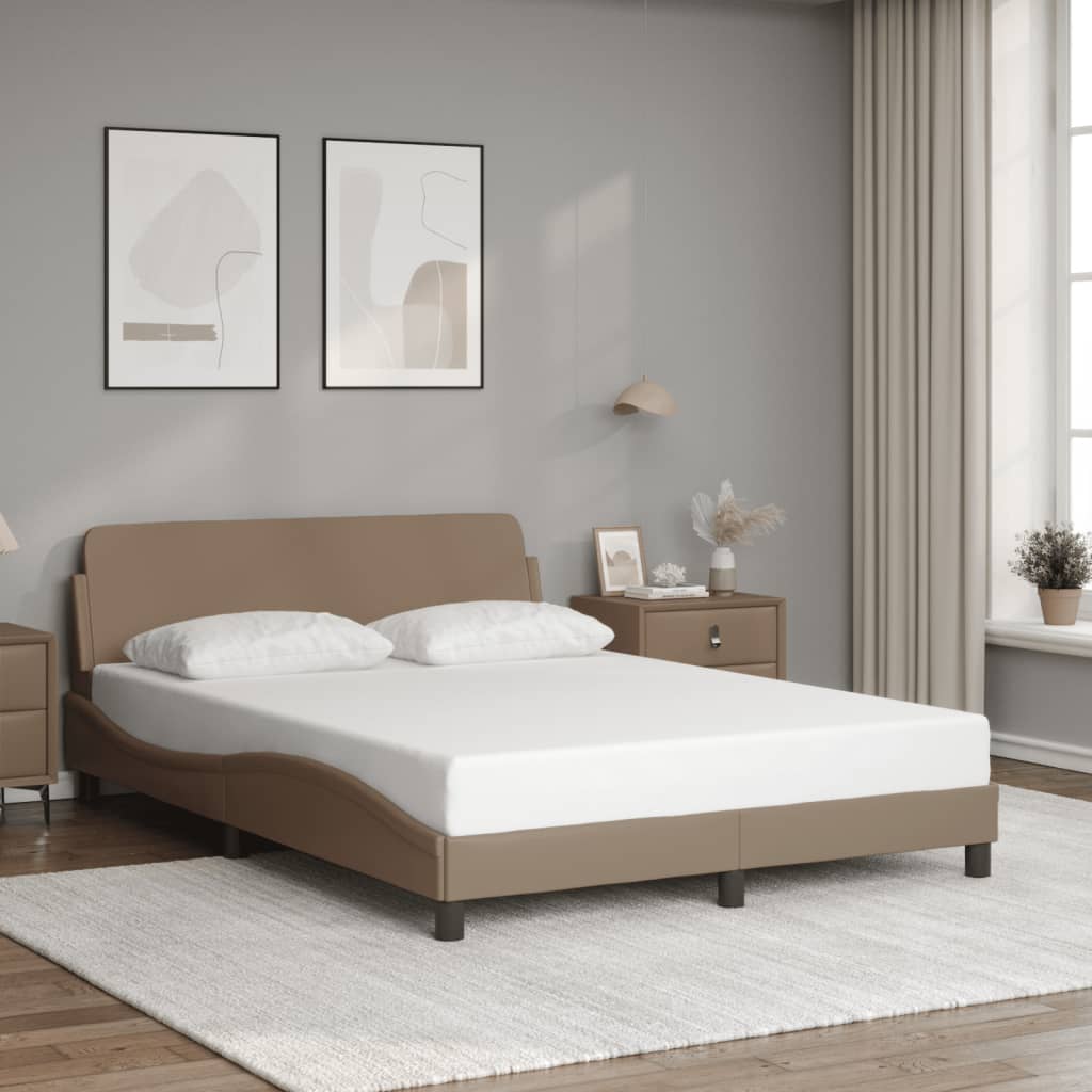 vidaXL Cadru de pat, Dover, cappuccino, 120x200 cm, piele ecologică