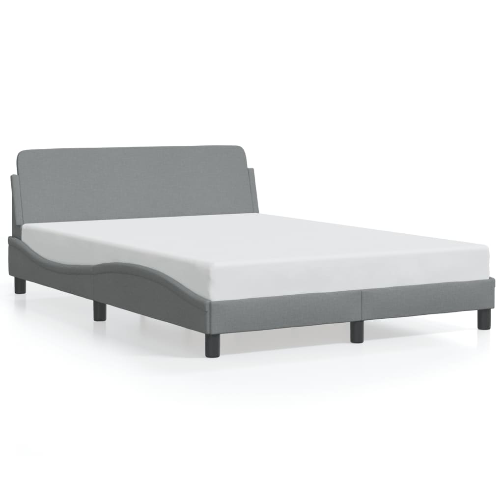 vidaXL Cadru de pat cu tăblie, gri deschis, 140x190 cm, textil
