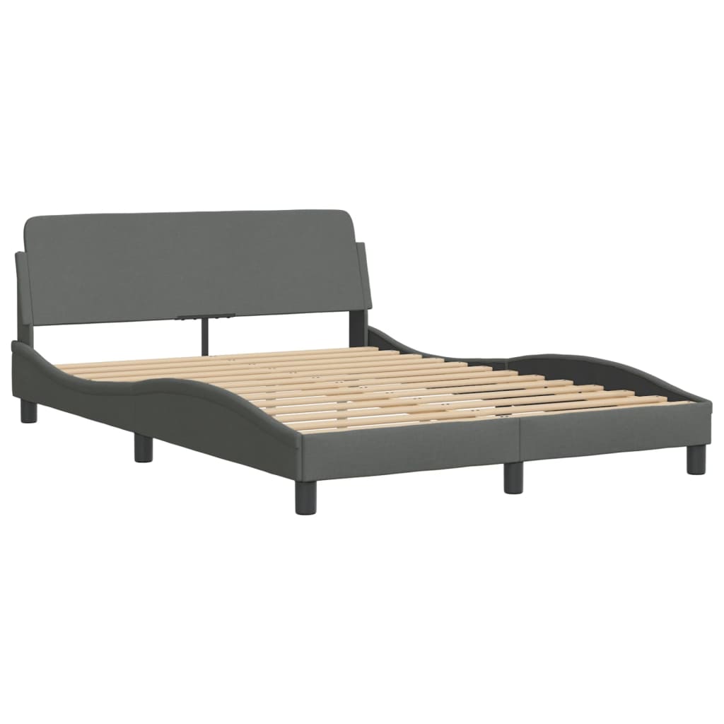 vidaXL Bedframe zonder matras stof donkergrijs 140x190 cm afbeelding