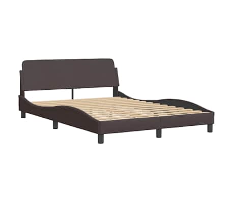 vidaXL Estrutura de cama Dover 140x190 cm tecido castanho-escuro