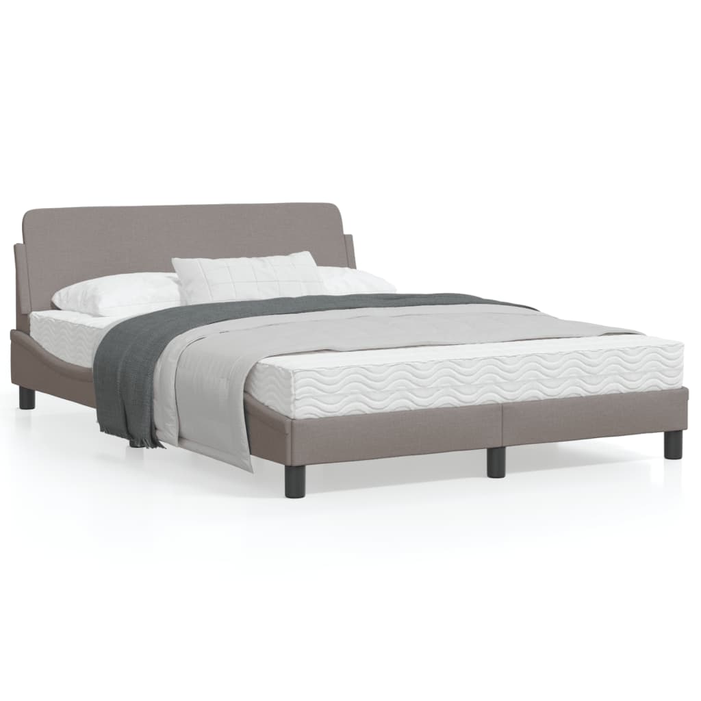vidaXL Cadru de pat cu tăblie, gri taupe, 140x190 cm, textil