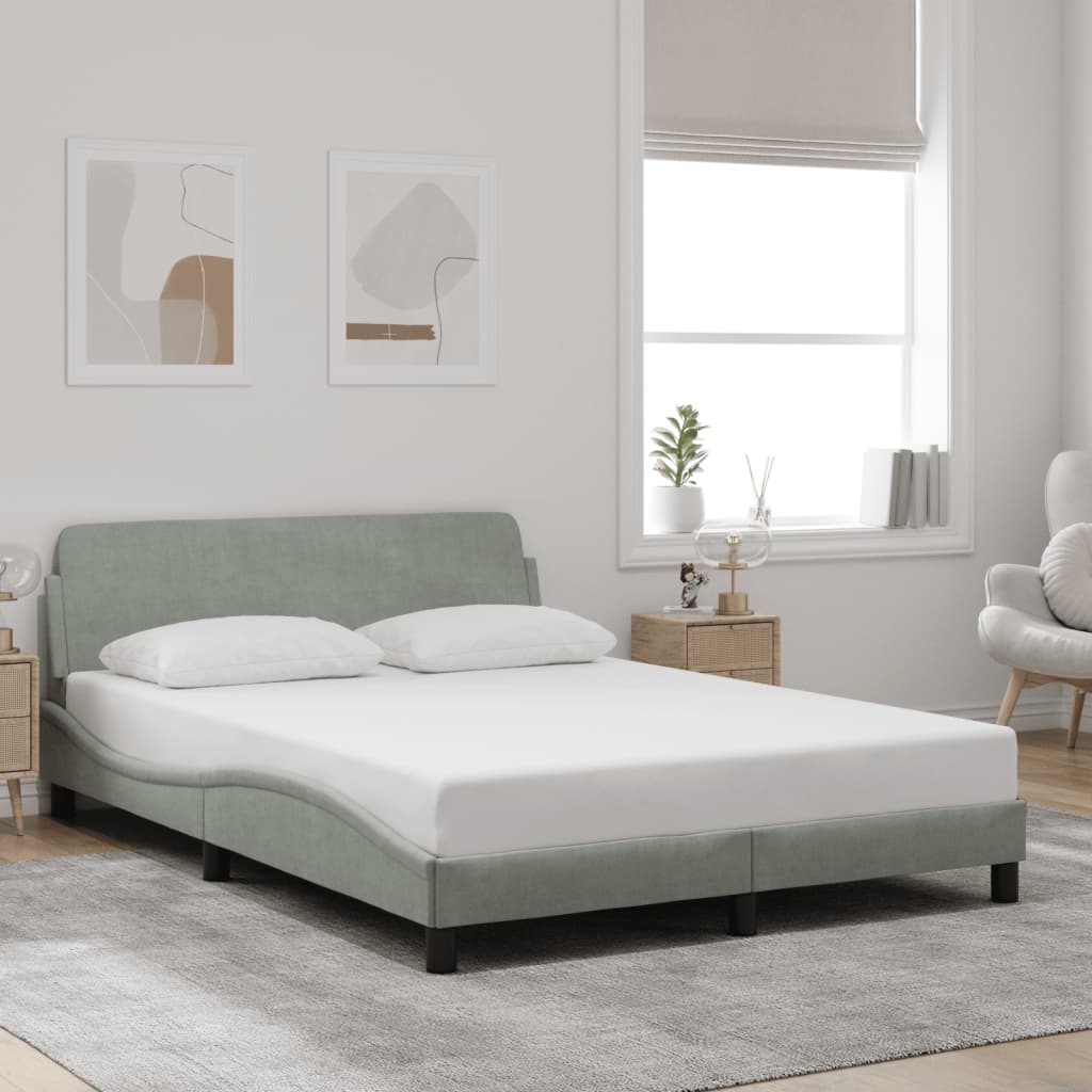 vidaXL Bettgestell "Dover" Hellgrau 140x190 cm Samt