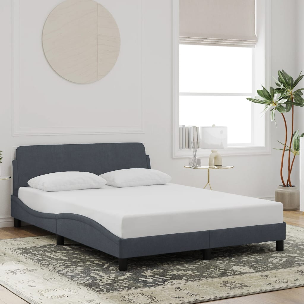vidaXL Bettgestell "Dover" Dunkelgrau 140x190 cm Samt