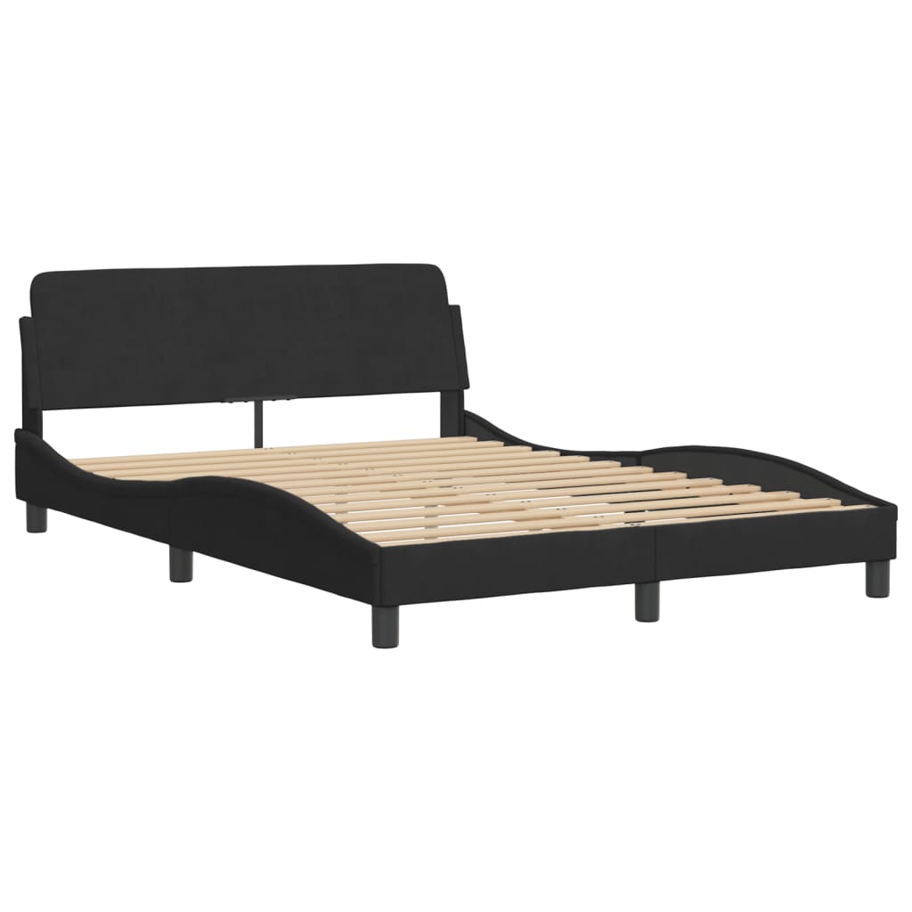 vidaXL Bedframe zonder matras 140x190 cm fluweel zwart afbeelding