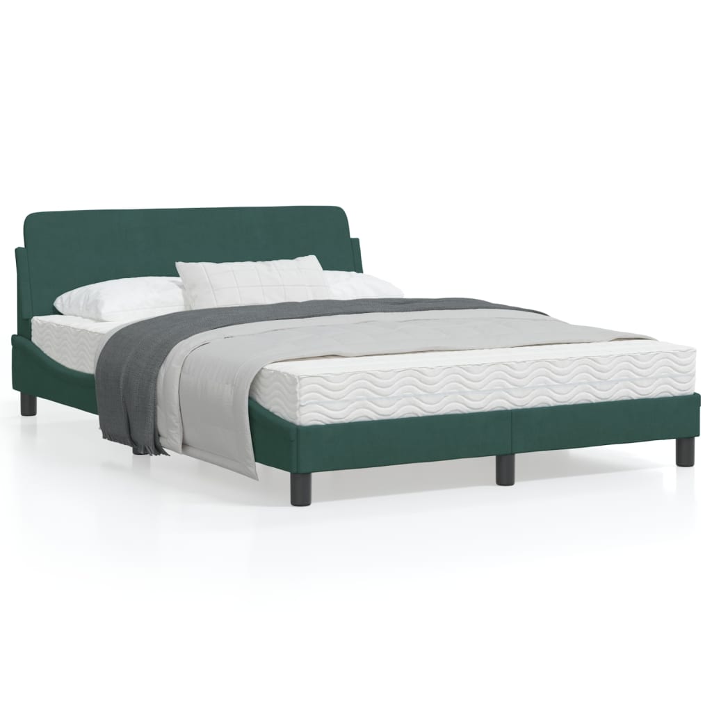 vidaXL Cadre de lit avec tête de lit Vert foncé 140x190 cm Velours