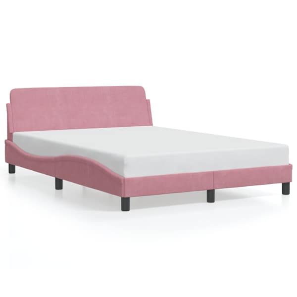 vidaXL voodiraam peatsiga Dover Roosa 140x190 cm samet