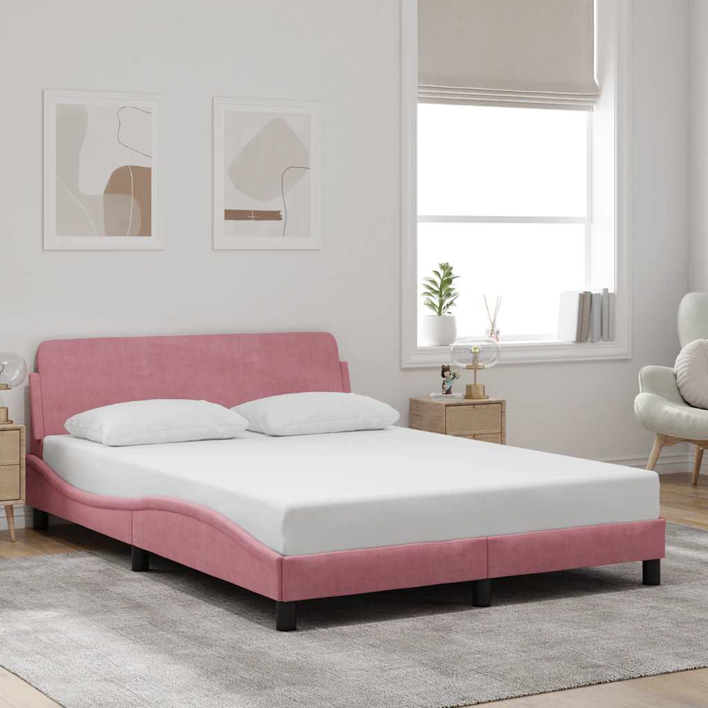 vidaXL Bettgestell mit Kopfteil "Dover" Rosa 140x190 cm Samt