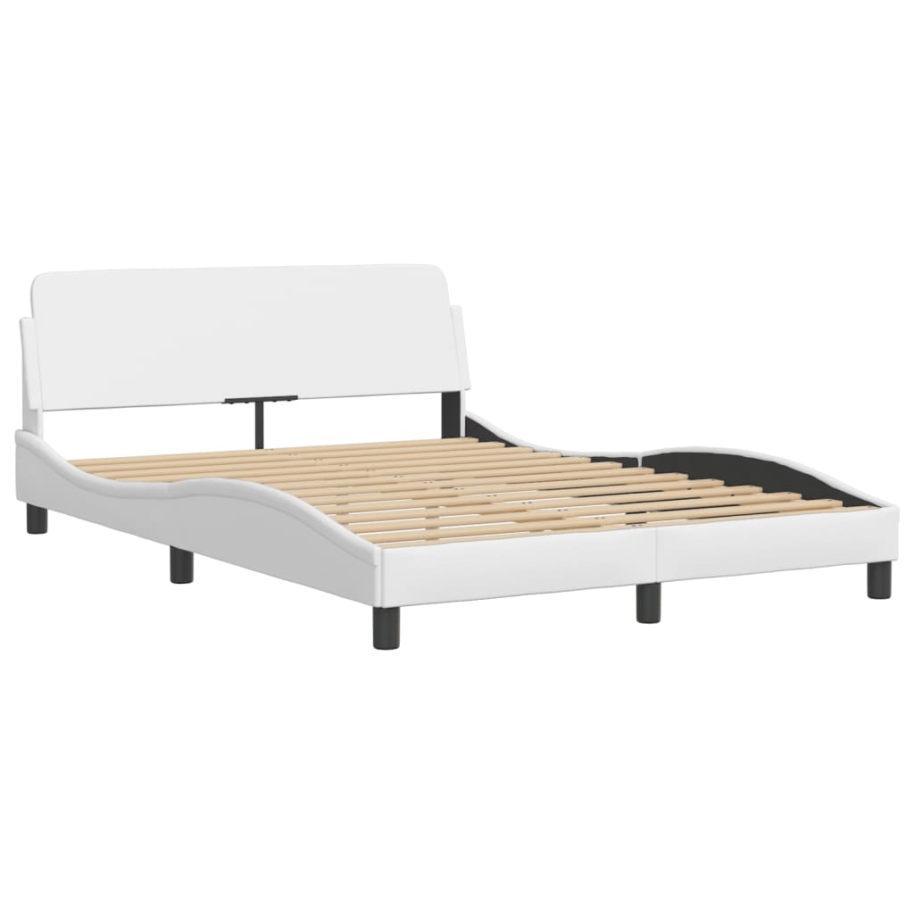 vidaXL Bedframe met hoofdbord kunstleer wit 140x190 cm afbeelding