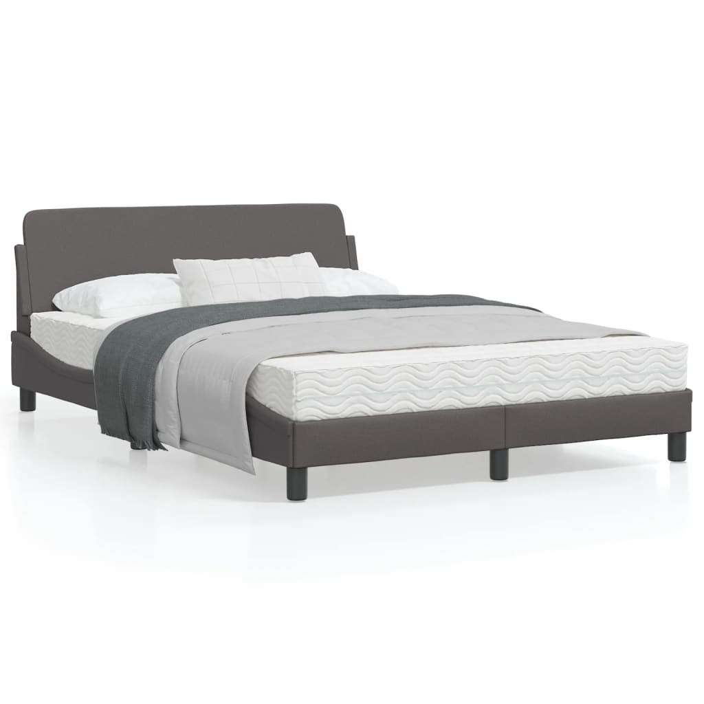 vidaXL Cadru de pat cu tăblie, gri, 140x190 cm, piele ecologică