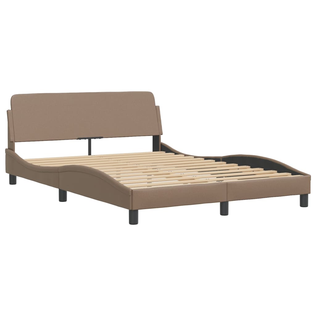 vidaXL Bedframe met hoofdbord kunstleer cappucinnokleurig 140x190 cm afbeelding