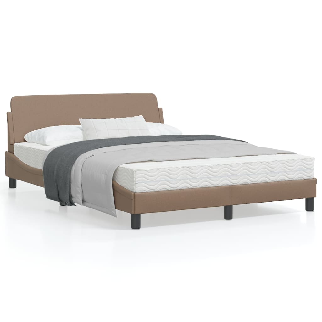 vidaXL Cadru de pat cu tăblie, cappuccino, 140x190 cm, piele ecologică