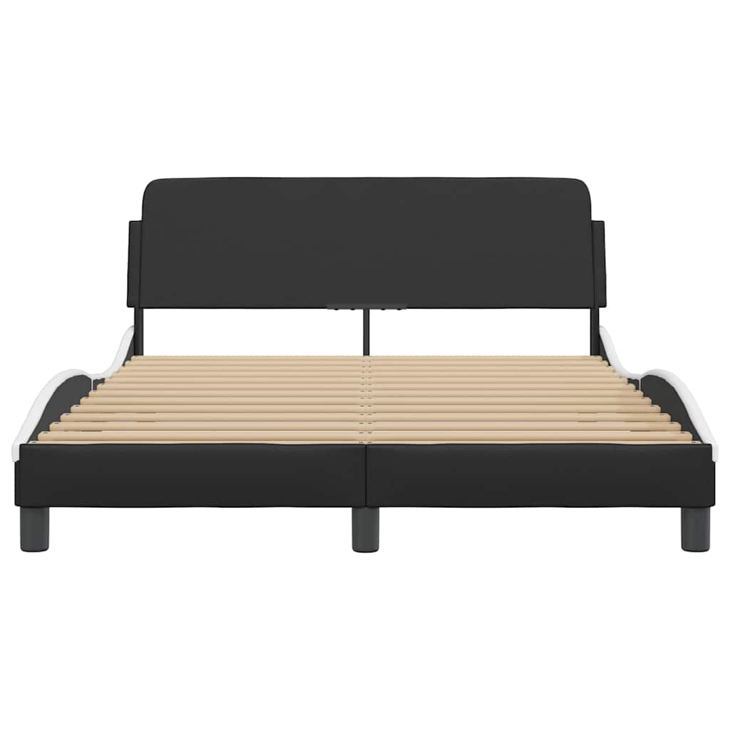vidaXL Bedframe "Dover" kunstleer zwart en wit 140x190 cm, foto 4