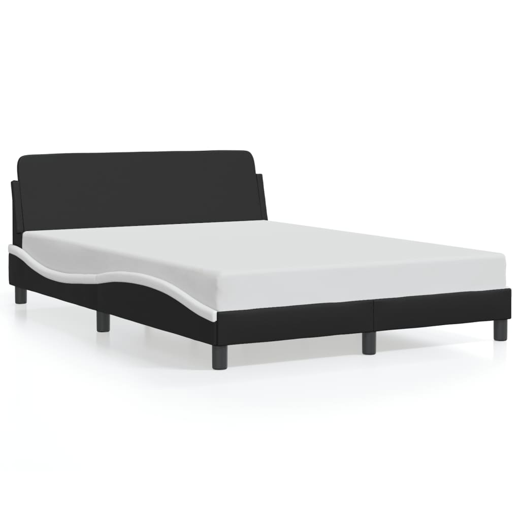 Rám postele s čelem černý a bílý 140 x 190 cm umělá kůže