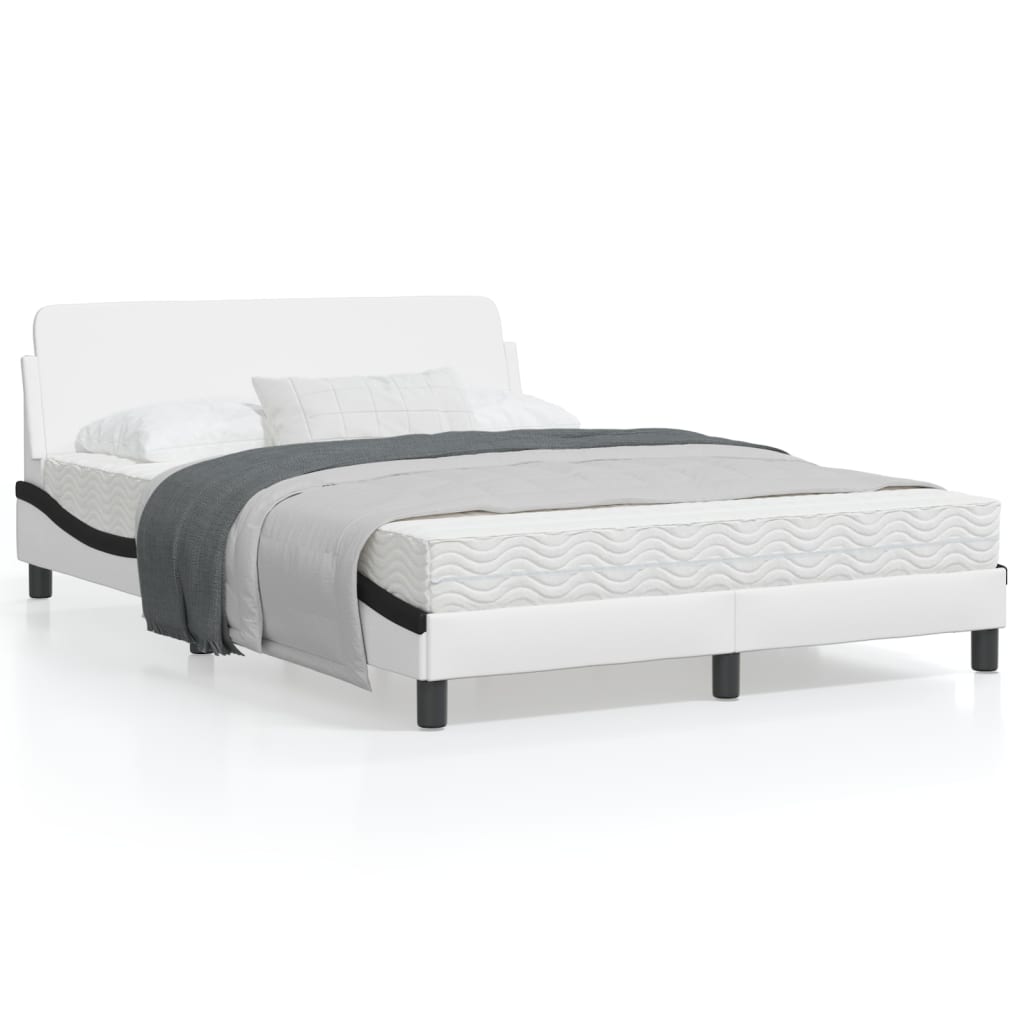 Rám postele s čelem bílý a černý 140 x 190 cm umělá kůže