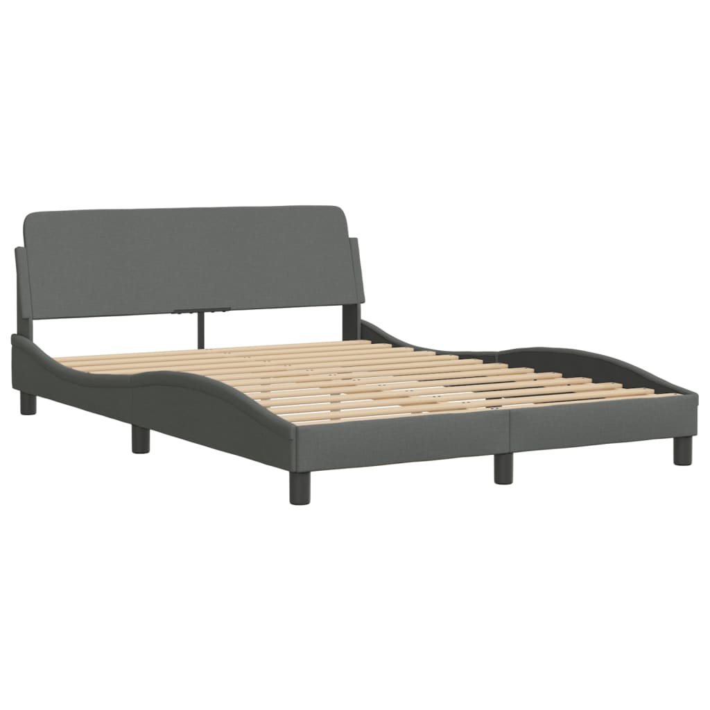 vidaXL Bedframe zonder matras stof donkergrijs 140x200 cm afbeelding
