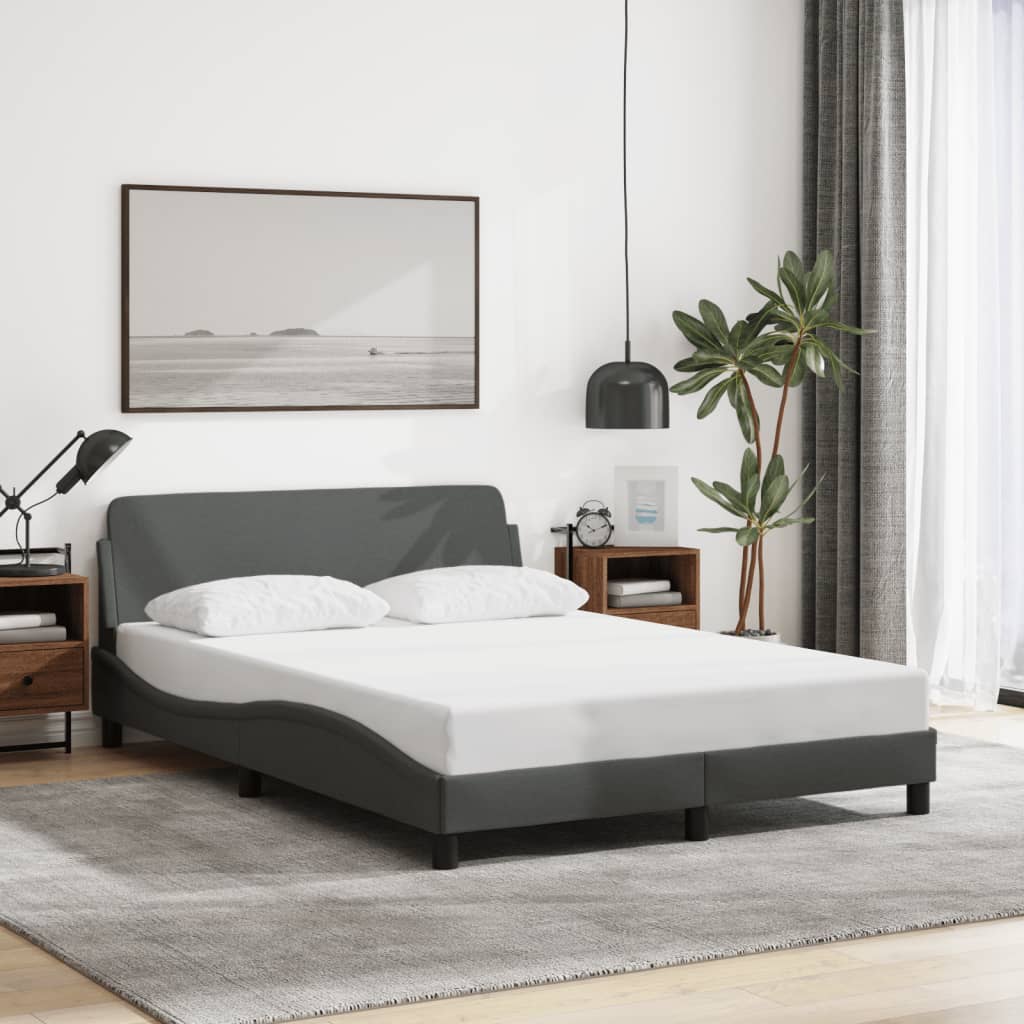 vidaXL Bettgestell "Dover" Dunkelgrau 140x200 cm Stoff