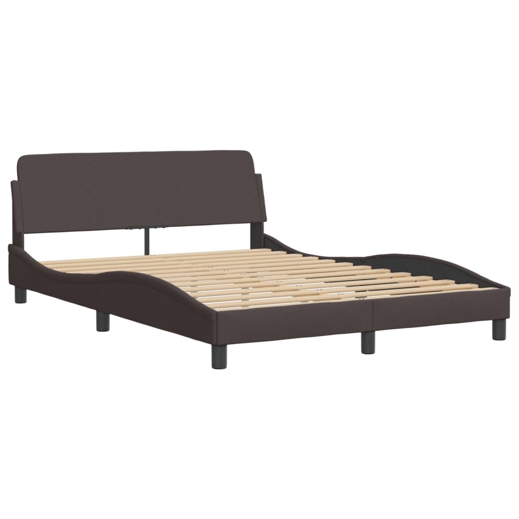 vidaXL Bedframe zonder matras stof donkerbruin 140x200 cm afbeelding
