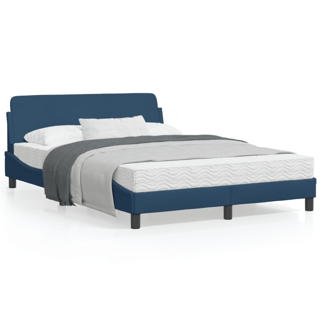 Rám postele s čelem modrý 140 x 200 cm textil