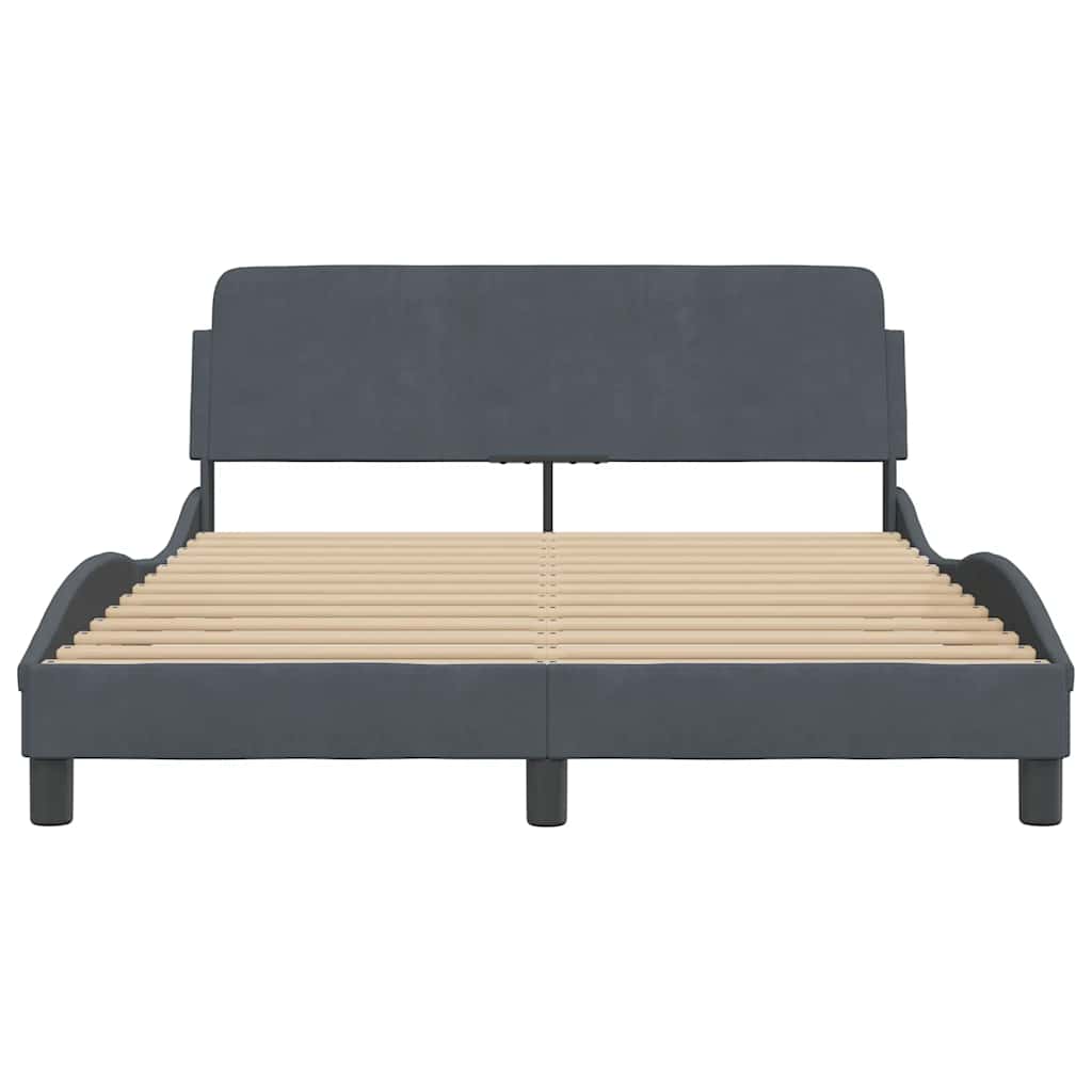 vidaXL Bedframe "Dover" 140x200 cm fluweel donkergrijs grijs, foto 4